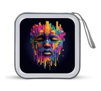 Jubonexis Surreal Face Melting Geometric Shapes CD Case DVD Storage Case Portable for Car Home Travel
