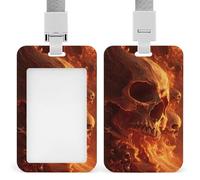 Jubonexis Swirling Flames Waves and Skulls ID Badge Holder Retractable Clip Card Holder Card Protector Name Badge Name Tag for Work Office Doctor Nurse