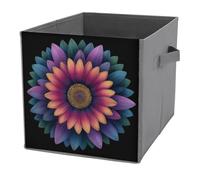 Jubonexis Symetrical Hippy Flower A Daisy Circular Cube Storage Bins Storage Cubes Foldable Decorative Fabric Storage Baskets Home Organizers with Handles for Shelves,Closet, 27x27 CM