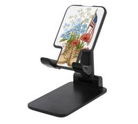 Jubonexis Tan Military Boots Blue Flower Red Poppies Cell Phone Stand Foldable Adjustable Phone Stand for Desk