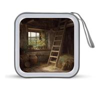 Jubonexis Thatched Cottage Sunflowers Vintage CD Case DVD Storage Case Portable for Car Home Travel