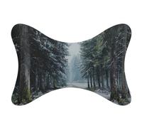 Jubonexis The Road Tall Pine Trees in Winter Car Neck Pillows Set of 2, Travel Neck Pillows Head Rest Automobile Bone Pillow for Car Seat
