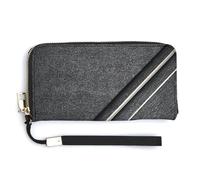 Jubonexis Thin White Lines Geometric Pattern Minimalist PU Leather Clutch Long Bifold Wallet, Coin Purse Credit Pass Case, Durable Card-Holder Money Storage for Women Men
