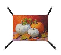 Jubonexis Three Autumn Pumpkins White Orange Breathable Pet Hammock with Adjustable Straps Reversible Cat Hanging Bed Dog Mats