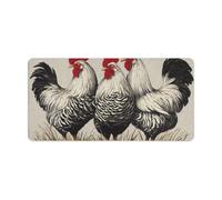 Jubonexis Three Black And White Striped Chickens Laptop Desk Pads 60x30cm Keyboard Gaming Desk Mat Non-Slip Stitched Edge Desk Mat for Work, Game, Office, Home