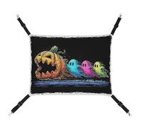 Jubonexis Three Cartoon Ghosts Halloween Pumpkin Breathable Pet Hammock with Adjustable Straps Reversible Cat Hanging Bed Dog Mats