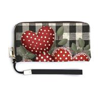 Jubonexis Three Cute Red Hearts PU Leather Clutch Long Bifold Wallet, Coin Purse Credit Pass Case, Durable Card-Holder Money Storage for Women Men