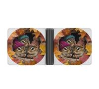 Jubonexis Three Cute Squirrels in Acorn Tree Hollow Soft PU Leather Bifold Wallet, Coin Purse Credit Pass Case, Durable Card-Holder Slim Billfold for Men Woman Money Storage