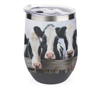 Jubonexis Three Dairy Cows Fence Vintage Wine Tumbler Stainless Steel Insulated Mug Double Wall Water Cup with Lid 12 Oz