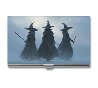 Jubonexis Three Female Witches Business Card Holder, Pocket Slim Metal Business Card Case for Women Men