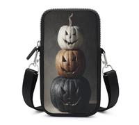 Jubonexis Three Halloween Pumpkins Dark Academia Aesthetic Crossbody Mobile Phone Bag Smartphone Bag With Adjustable Strap