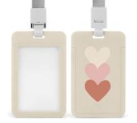 Jubonexis Three Hearts Stacked ID Badge Holder Retractable Clip Card Holder Card Protector Name Badge Name Tag for Work Office Doctor Nurse