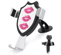 Jubonexis Three Pink Lipstick Kiss Marks Modern Car Phone Holder Mount Triangle Clip Base Air Vent Cell Phone Car Mount Automotive Accessories for 4-6 Inches Cell Smartphones