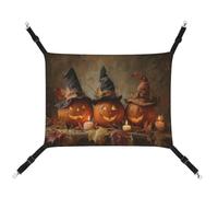Jubonexis Three Pumpkins Witch Hats Breathable Pet Hammock with Adjustable Straps Reversible Cat Hanging Bed Dog Mats