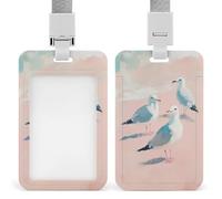 Jubonexis Three Seagulls on The Beach ID Badge Holder Retractable Clip Card Holder Card Protector Name Badge Name Tag for Work Office Doctor Nurse