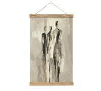 Jubonexis Three Tall Figures Black White Abstract Canvas Painting Wood Frames Poster Hanger Hanging Picture Kit Wall Art