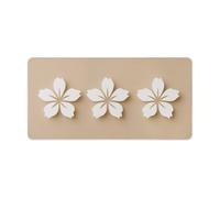 Jubonexis Three White Flower Minimalist Laptop Desk Pads 60x30cm Keyboard Gaming Desk Mat Non-Slip Stitched Edge Desk Mat for Work, Game, Office, Home