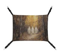 Jubonexis Three White Ghosts Walking Autumn Forest Breathable Pet Hammock with Adjustable Straps Reversible Cat Hanging Bed Dog Mats
