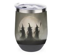 Jubonexis Three Witches Full Moon Wine Tumbler Stainless Steel Insulated Mug Double Wall Water Cup with Lid 12 Oz