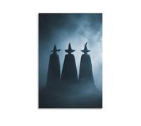 Jubonexis Three Witches Standing in The Fog Wall Art Poster Canvas Print Painting Aesthetic Picture for Living Room Farmhouse Decor Unframed 12x18inch(30x45cm)