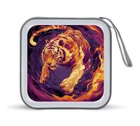 Jubonexis Tiger Flames Leaping CD Case DVD Storage Case Portable for Car Home Travel