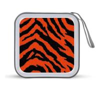 Jubonexis Tiger Pattern in Orange And Black CD Case DVD Storage Case Portable for Car Home Travel