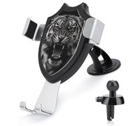 Jubonexis Tiger Roaring Black And White Car Phone Holder Mount Triangle Clip Base Air Vent Cell Phone Car Mount Automotive Accessories for 4-6 Inches Cell Smartphones