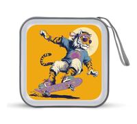 Jubonexis Tiger with A Headband Skateboarding CD Case DVD Storage Case Portable for Car Home Travel