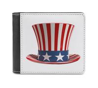 Jubonexis Top Hat with American Flag Soft PU Leather Bifold Wallet, Coin Purse Credit Pass Case, Durable Card-Holder Slim Billfold for Men Woman Money Storage
