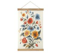 Jubonexis Traditional Daisy Carnation Larkspur Flowers Canvas Painting Wood Frames Poster Hanger Hanging Picture Kit Wall Art