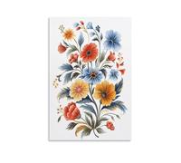 Jubonexis Traditional Daisy Carnation Larkspur Flowers Wall Art Poster Canvas Print Painting Aesthetic Picture for Living Room Farmhouse Decor Unframed 12x18inch(30x45cm)