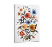 Jubonexis Traditional Daisy Carnation Larkspur Flowers Wall Art Poster Canvas Print Painting Aesthetic Picture for Living Room Farmhouse Decor Unframed 12x18inch(30x45cm)