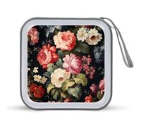 Jubonexis Traditional Floral Flower CD Case DVD Storage Case Portable for Car Home Travel