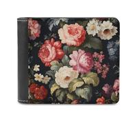 Jubonexis Traditional Floral Flower Soft PU Leather Bifold Wallet, Coin Purse Credit Pass Case, Durable Card-Holder Slim Billfold for Men Woman Money Storage