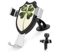 Jubonexis Trendy Green Four Leaf Clover Car Phone Holder Mount Triangle Clip Base Air Vent Cell Phone Car Mount Automotive Accessories for 4-6 Inches Cell Smartphones
