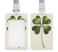 Jubonexis Trendy Green Four Leaf Clover ID Badge Holder Retractable Clip Card Holder Card Protector Name Badge Name Tag for Work Office Doctor Nurse