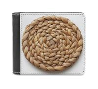 Jubonexis Trivet of Natural Straw-Like Fibers Soft PU Leather Bifold Wallet, Coin Purse Credit Pass Case, Durable Card-Holder Slim Billfold for Men Woman Money Storage