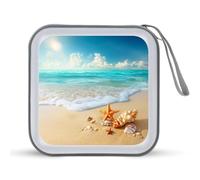 Jubonexis Tropical Beach Golden Sand Shells Starfish CD Case DVD Storage Case Portable