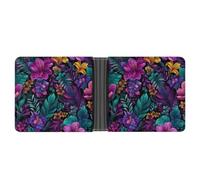 Jubonexis Tropical Flowers and Plants Rich Colors Soft PU Leather Bifold Wallet, Coin Purse Credit Pass Case, Durable Card-Holder Slim Billfold for Men Woman Money Storage