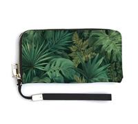 Jubonexis Tropical Jungle Monstera Leaves Vines Ferns PU Leather Clutch Long Bifold Wallet, Coin Purse Credit Pass Case, Durable Card-Holder Money Storage for Women Men
