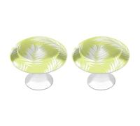 Jubonexis Tropical Leaf Light Yellow Green Palm Leaves Round Drawer Cabinet Knobs Handles with Screws,2 Pcs, Drawer Dresser Knob Pulls Decor for Wardrobe Cupboard Home Office Kitchen