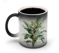 Jubonexis Tropical Plant Leaves Flowers Color Changing Mugs Heat Changing Ceramic Coffee Mug Novelty Funny Tea Water Cup 11OZ