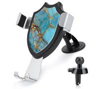 Jubonexis Turqoise Marble with Gold Veins Car Phone Holder Mount Triangle Clip Base Air Vent Cell Phone Car Mount Automotive Accessories for 4-6 Inches Cell Smartphones