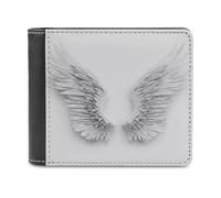 Jubonexis Two Angel Wings Simple Soft PU Leather Bifold Wallet, Coin Purse Credit Pass Case, Durable Card-Holder Slim Billfold for Men Woman Money Storage
