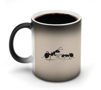 Jubonexis Two Ants Silhouette Simple Minimalist Color Changing Mugs Heat Changing Ceramic Coffee Mug Novelty Funny Tea Water Cup 11OZ