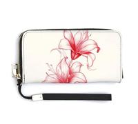 Jubonexis Two Blooming Lilies PU Leather Clutch Long Bifold Wallet, Coin Purse Credit Pass Case, Durable Card-Holder Money Storage for Women Men