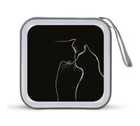 Jubonexis Two Cat Silhouette Simple Minimalist CD Case DVD Storage Case Portable for Car Home Travel