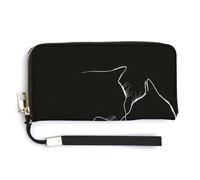 Jubonexis Two Cat Silhouette Simple Minimalist PU Leather Clutch Long Bifold Wallet, Coin Purse Credit Pass Case, Durable Card-Holder Money Storage for Women Men