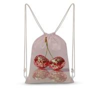 Jubonexis Two Cherries Disco Balls Drawstring Backpack Canvas String Bag Lightweight Sports Gym Bag for Men Women