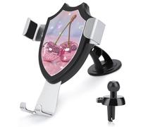 Jubonexis Two Cherries Pink Disco Ball Car Phone Holder Mount Triangle Clip Base Air Vent Cell Phone Car Mount Automotive Accessories for 4-6 Inches Cell Smartphones